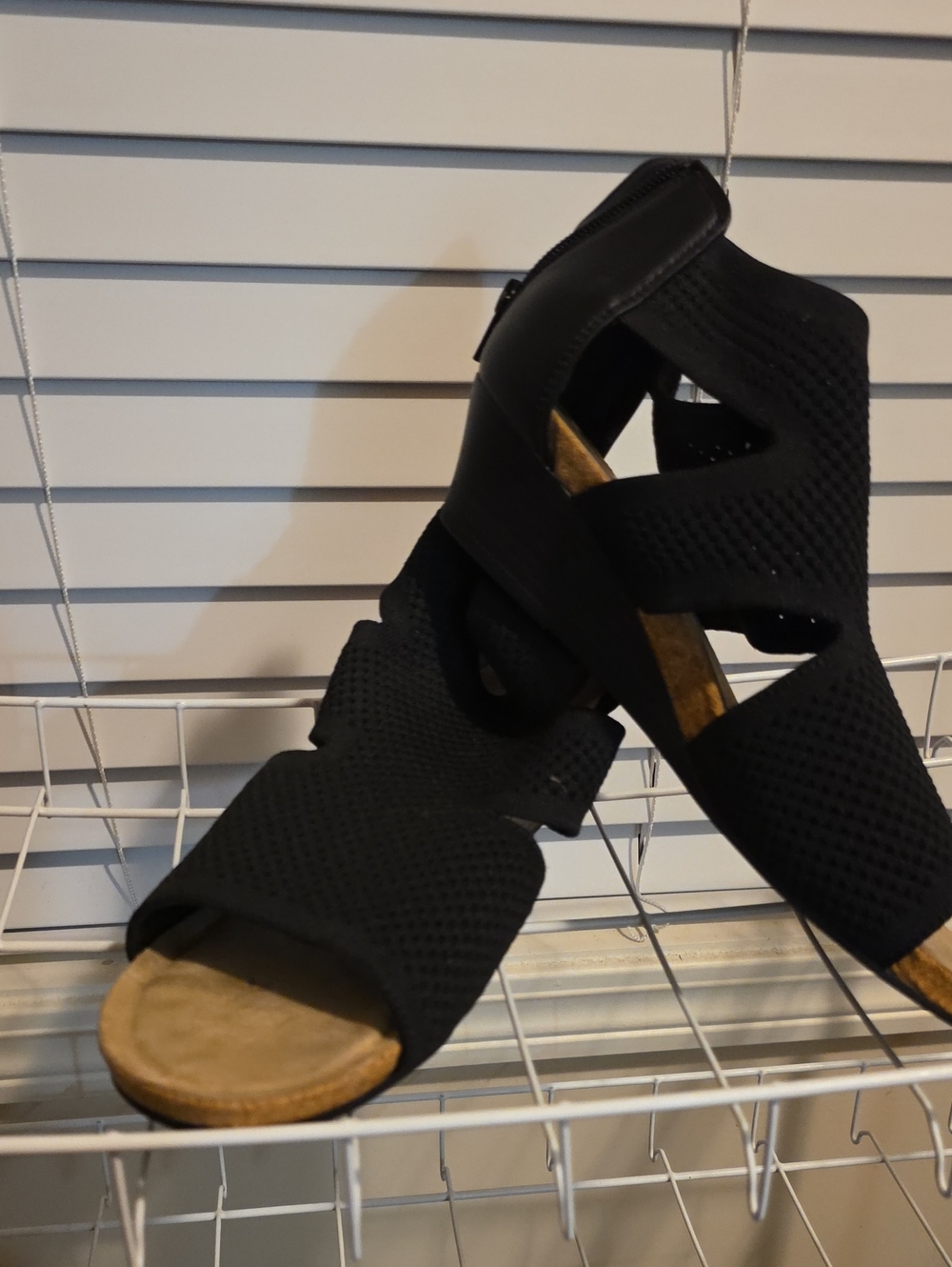 croft & barrow Black Knit Wedge Sandals